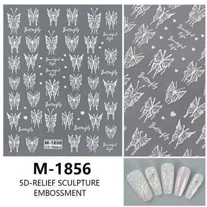 5D Nail Art Stickers Love Hearts Stars French Nail Art Design