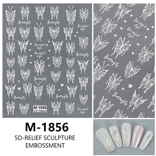 5D Nail Art Stickers Love Hearts Stars French Nail Art Design