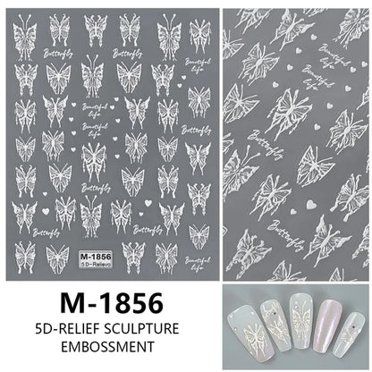 5D Nail Art Stickers Love Hearts Stars French Nail Art Design
