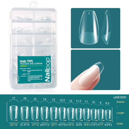 Nailpop 120pcs Acrylic Nails Fake Capsule Short Almond Coffin Square