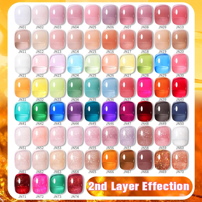 BORN PRETTY 10ml Translucent Jelly Nude Gel Nail Polish Colorful