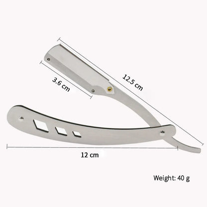 Men Shaving Barber Tools Hair Razor and Blades Antique Black Folding