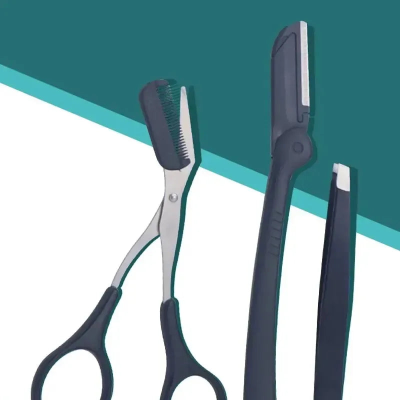 1/3pcs stainless steel eyebrow clip comb Scissors Eyebrow trimmer