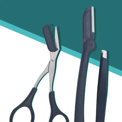 1/3pcs stainless steel eyebrow clip comb Scissors Eyebrow trimmer
