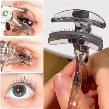 Dual-Type Eyelash Curler with Comb – Wide & Partial Clip Options,