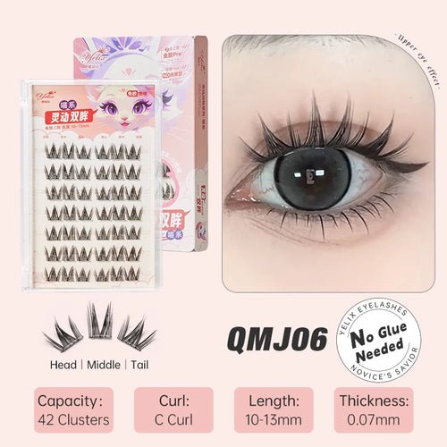 Yelix DIY Clusters Eyelashes Glue-free False Eyelashes Natural Eyelash