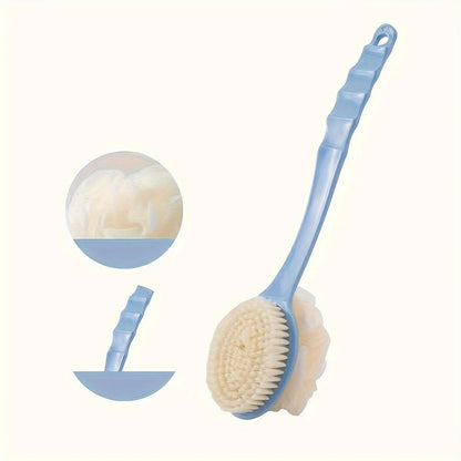 Soft Loofah And Bristles Bath Body Brush For Women And Men - Curved