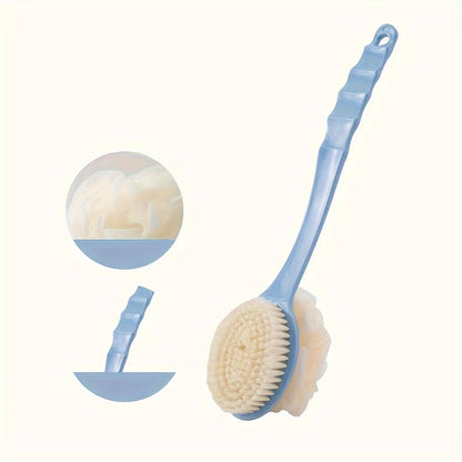 Soft Loofah And Bristles Bath Body Brush For Women And Men - Curved