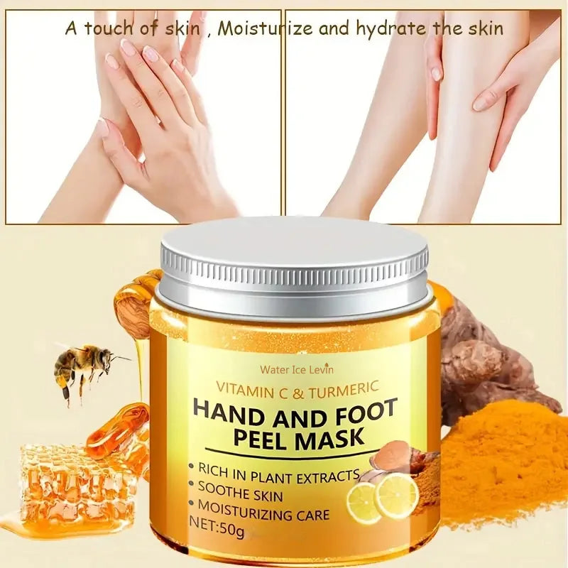 Vitamin c and turmeric hand wax mask for hands and feet, smoothing