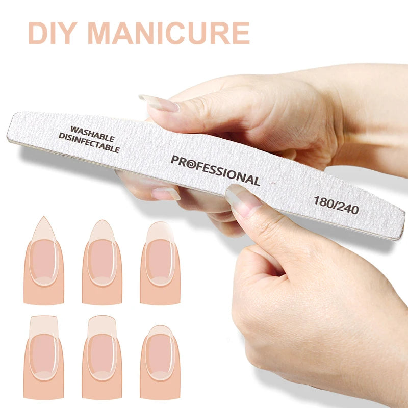 10pcs/Lot Wooden Nail Files Professional 100 180 240 Emery Board
