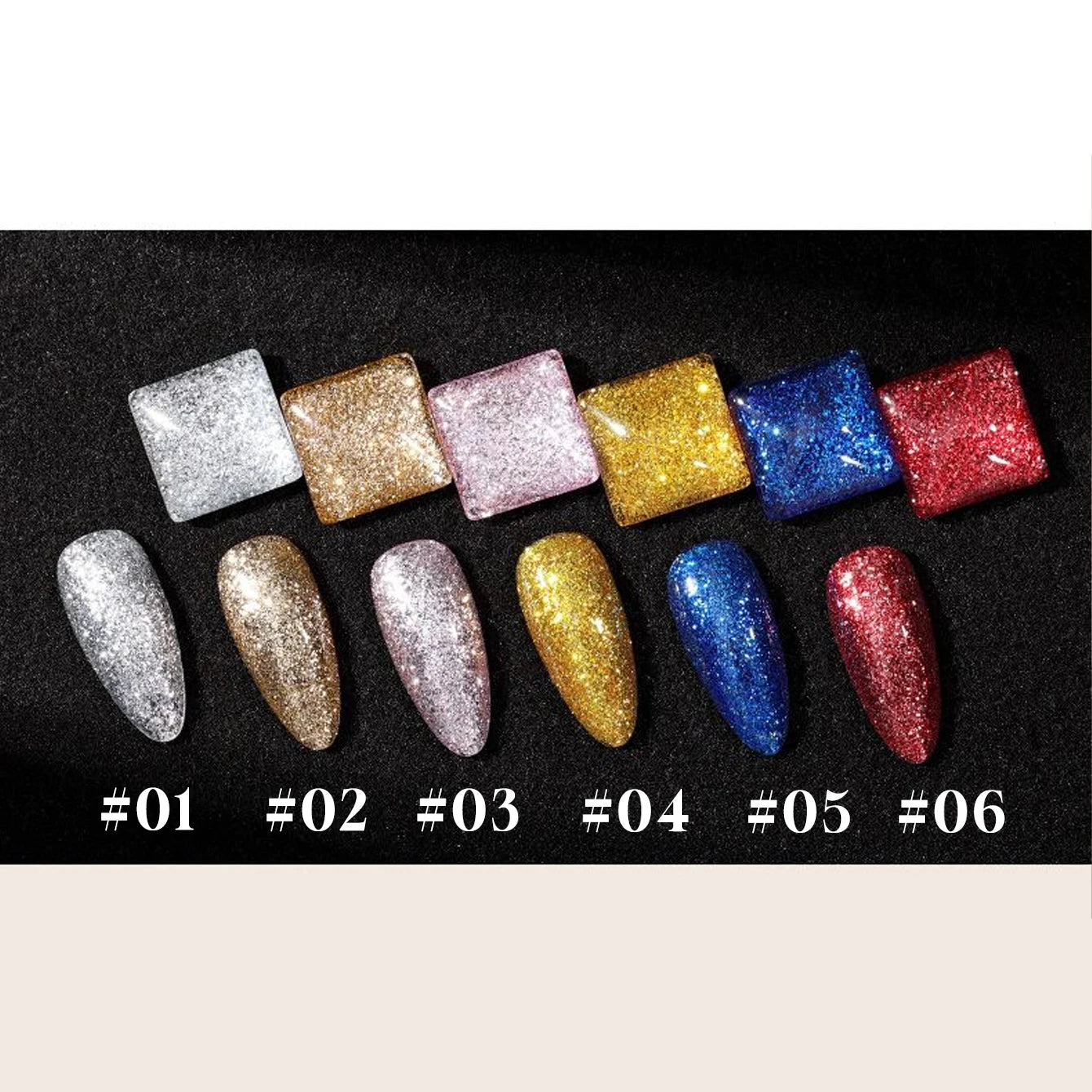 10ml 1-12pcs Gold Sparkling Platinum Nail Gel Polish Glitter Long