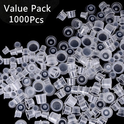 1000 PCS Plastic Disposable Tattoo Ink Cups Pigment Clear Holder