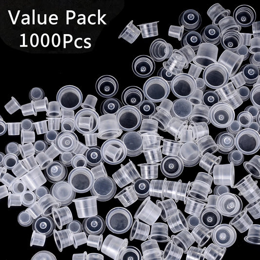 1000 PCS Plastic Disposable Tattoo Ink Cups Pigment Clear Holder