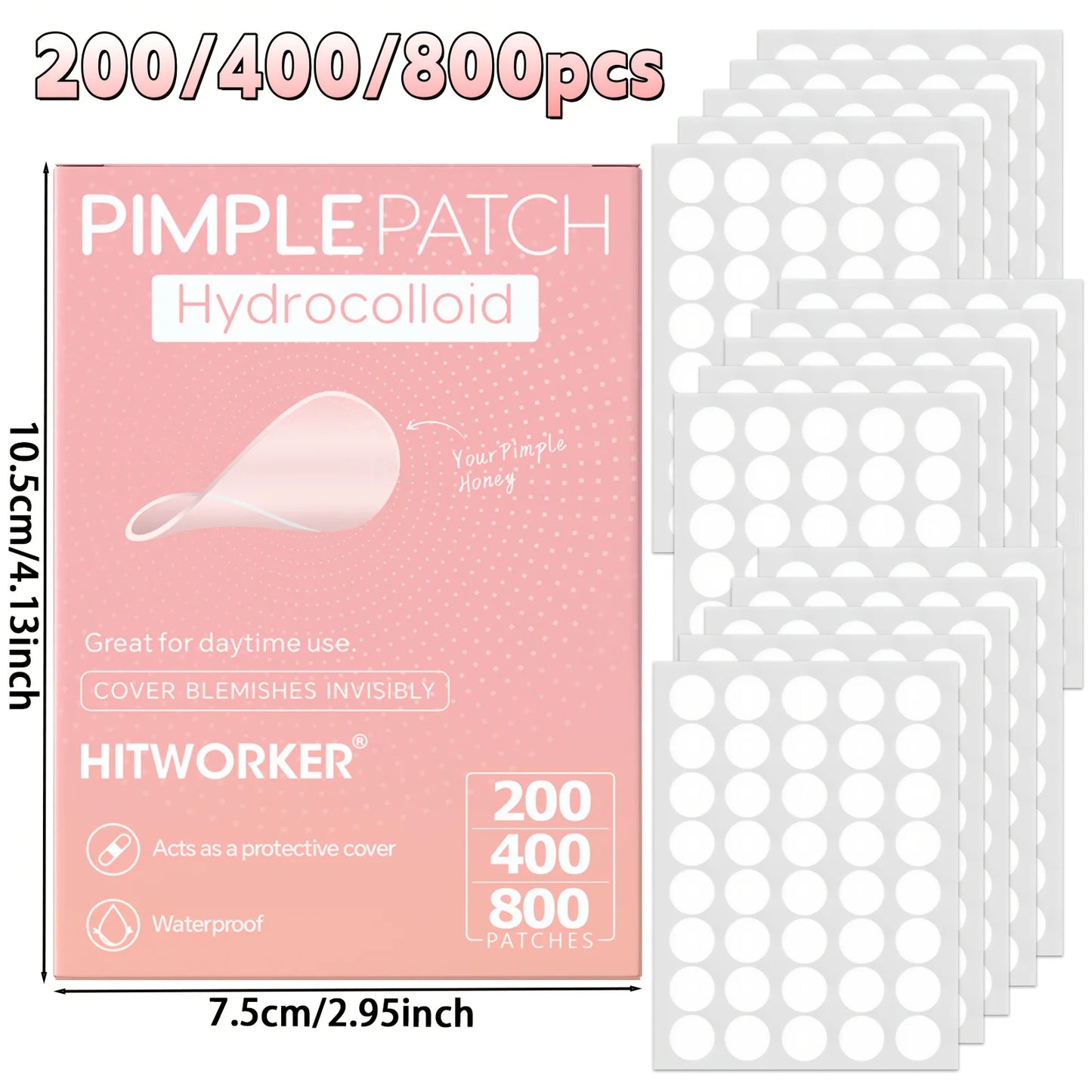 HITWORKER 800-Piece Acne Patches | Hydrocolloid Round Acne Patches |