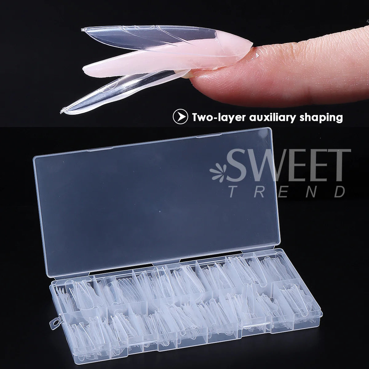 180pcs New Sandwich Nail Extension Mold Interlayer Dual Nail Forms