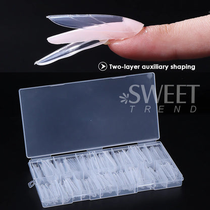 180pcs New Sandwich Nail Extension Mold Interlayer Dual Nail Forms
