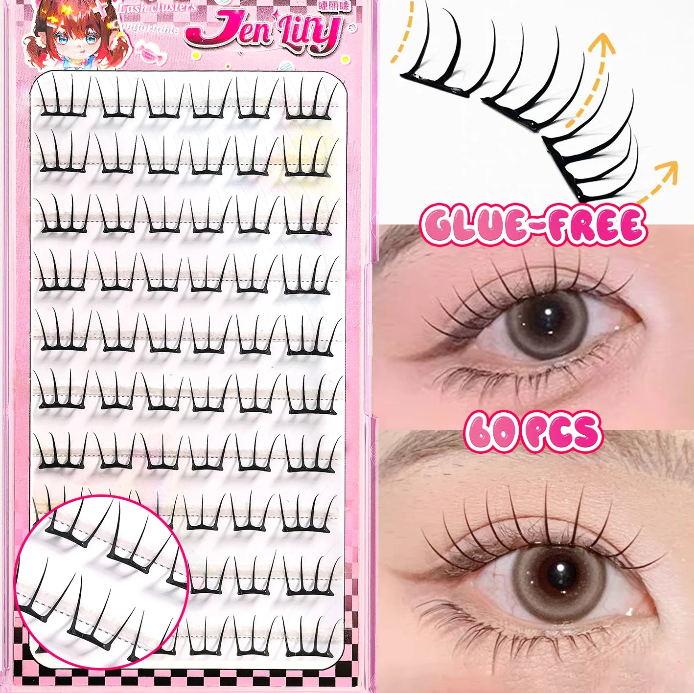 Korean Stylish False Eyelashes K-pop Inspired Design Comic Fluffy
