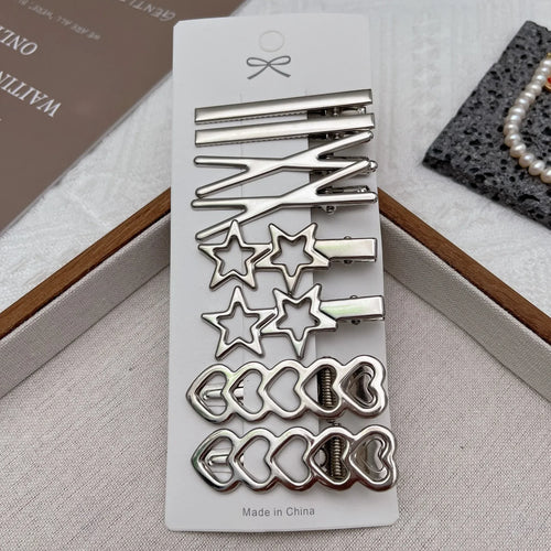 Sliver Metal Hair Clips Women Girls Y2K Duckbill Hairpin Personality