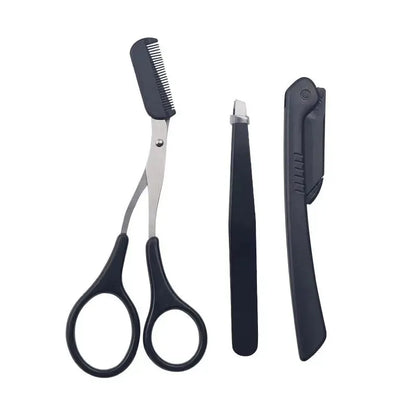 1/3pcs stainless steel eyebrow clip comb Scissors Eyebrow trimmer