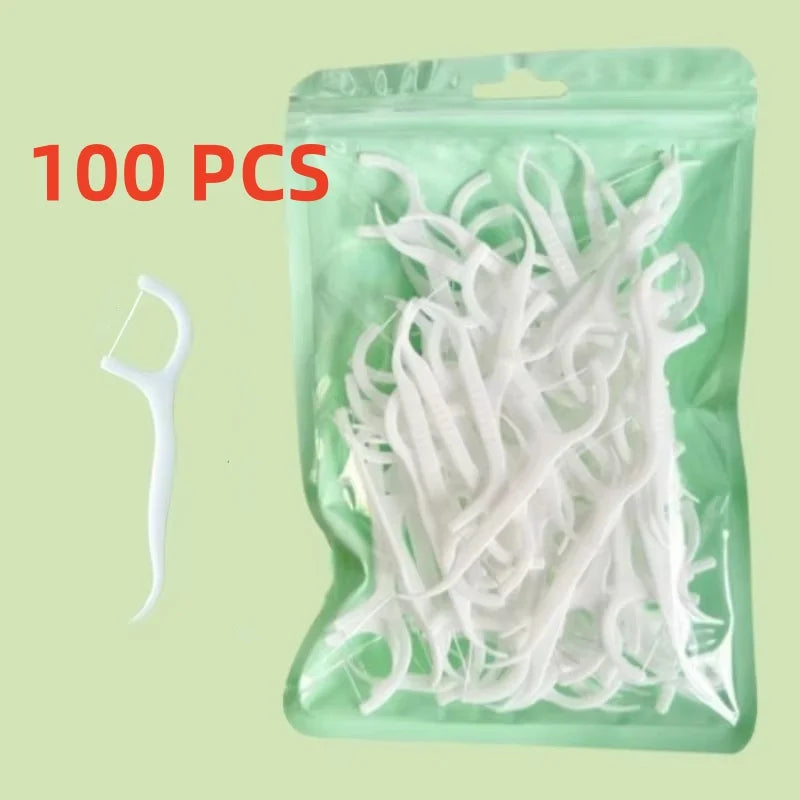 100PCS Dental floss sticks, deep cleaning dental floss, oral care,