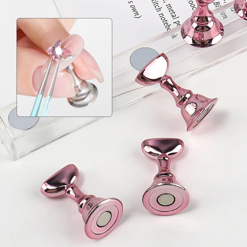 5pcs Nail Holder False Nail Tip Practice Stand Crystal Base Magnetic