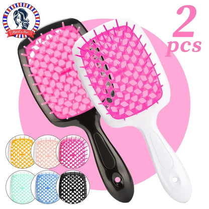 2pc Hair Comb Set Anti Static Scalp Massage Wet Dry Comb Demelante
