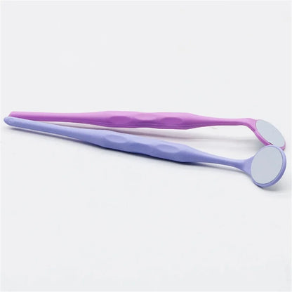 10pcs/Box Dental Double Sided Mouth Mirrors With Handle Random Colors