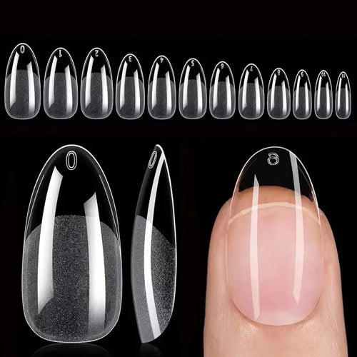 120 Short Almond-Shaped Oval Fake Nail Tips Kit, Can Be Extended into