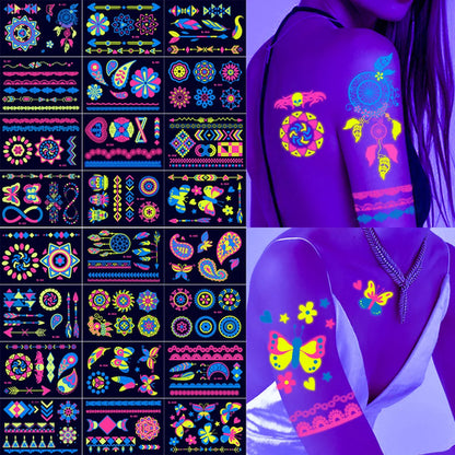 Luminous Temporary Tattoos Stickers UV Glow Fluorescent in the Dark