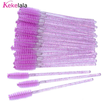 50Pcs/Bottle Eyelash Extension Brushes With Container Eyebrow  Eye
