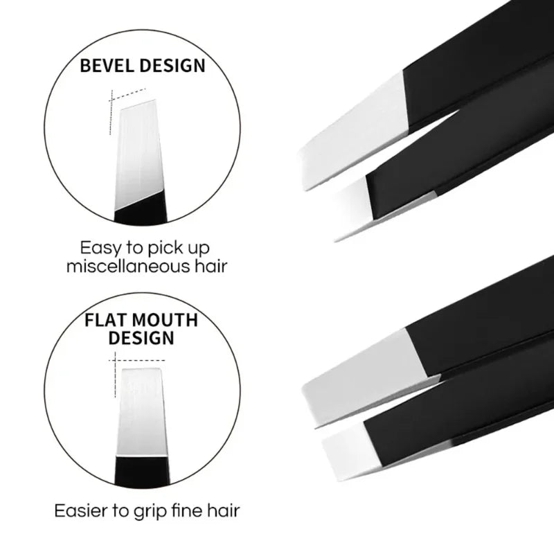 CNK  Wholesale  Stainless Steel Black Eyebrow Tweezer with Slant and
