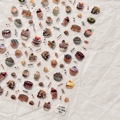 Cute Animals Bear Dog Cake Sweet Cherry Grid Bowknot Star Line Fruit