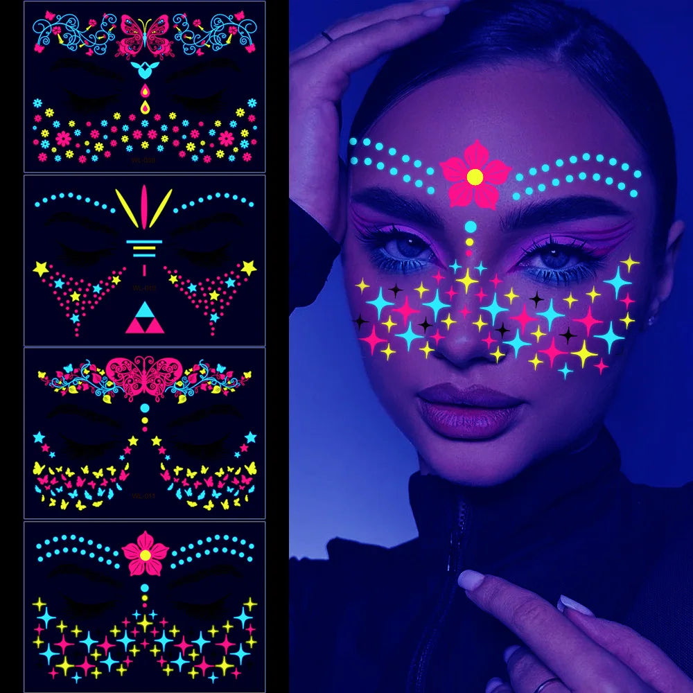 Luminous Temporary Tattoos Stickers UV Glow Fluorescent in the Dark