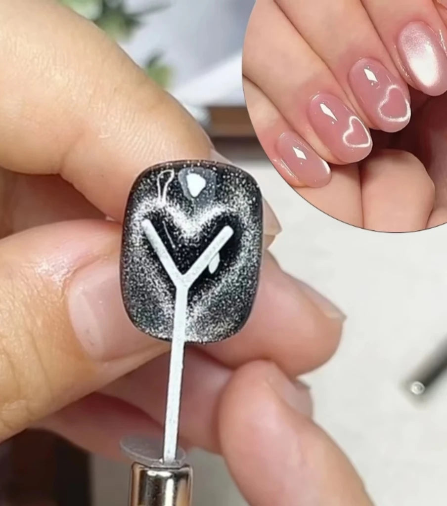 1/2/4pcY-shaped Love Heart Magnetic Auxiliary Tool For Match with Nail