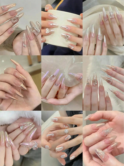 1 box Moonlight Mirror Nail Powder Silver Fine Glitter Metallic Effect