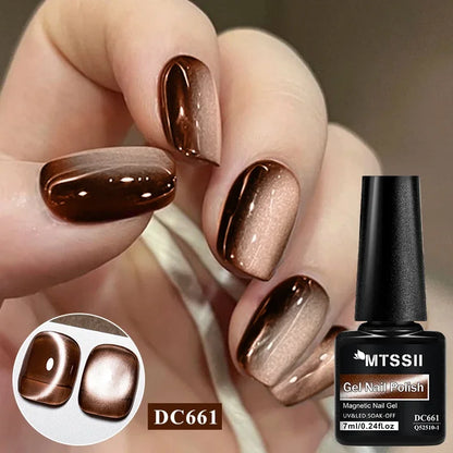 7ml Dark Coffee Glass Magnetic Gel Nail Polish Gentle Moonlight Gel