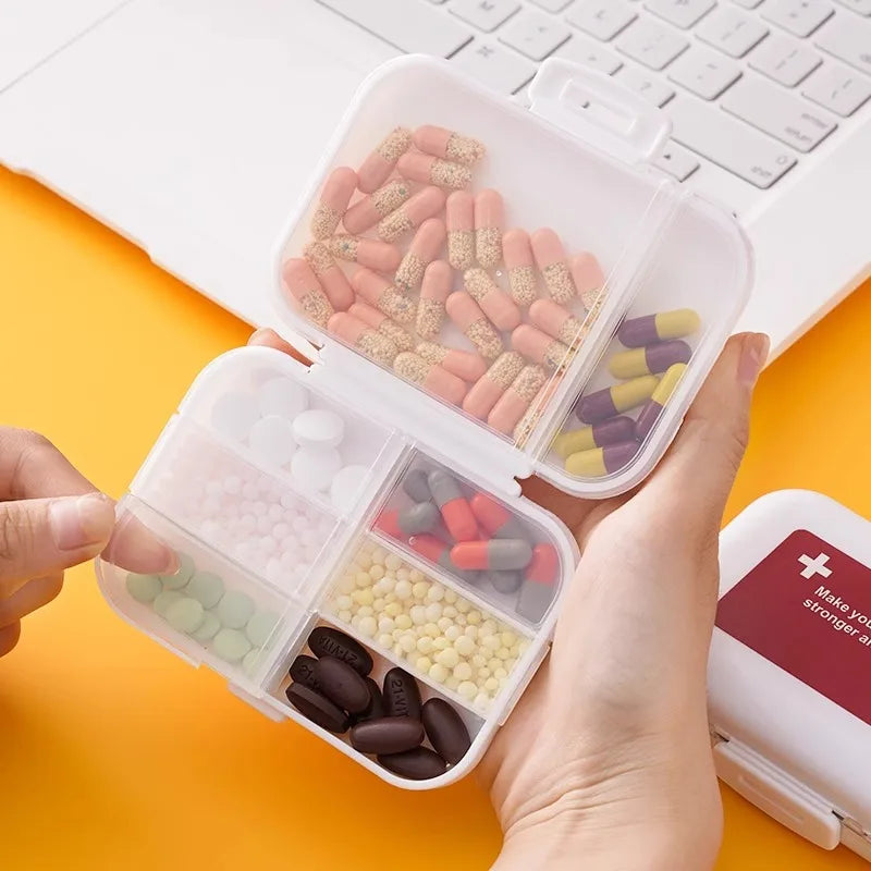 1Pcs Round Pill Case Plastic 7 Days Weekly Tablet Candy Box Portable