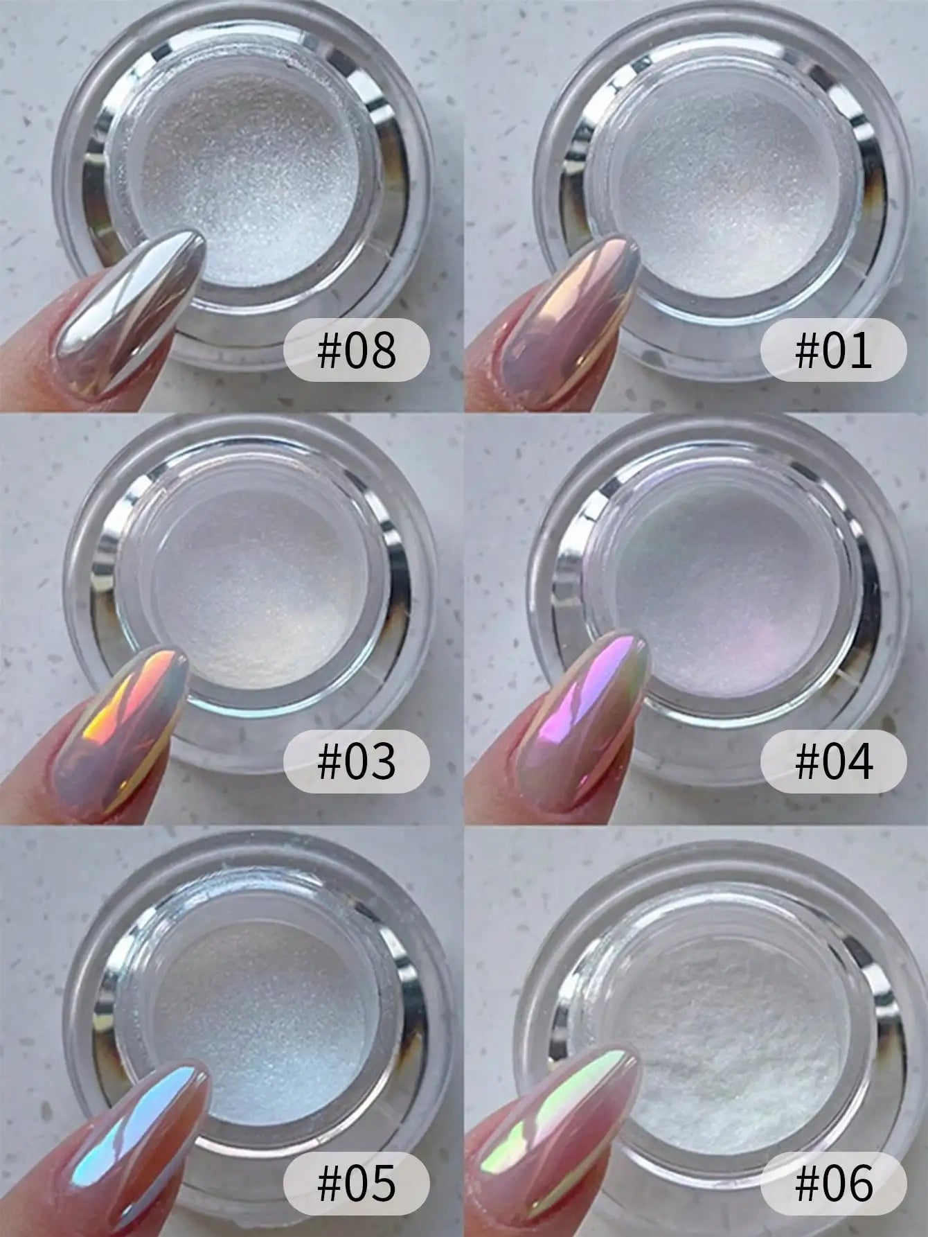 1 box Moonlight Mirror Nail Powder Silver Fine Glitter Metallic Effect
