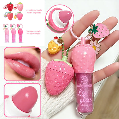4-Color Random Sending Strawberry Lip Gloss Lipstick Moisturizing