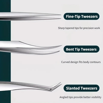 Stainless Steel Precision Pointed Tweezers, Beauty Makeup Eyebrow