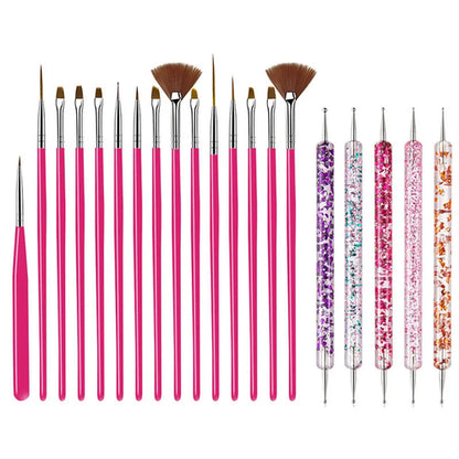 5/20Pcs Nail Art Brush Design Tip Painting Drawing Carving Dotting Pen