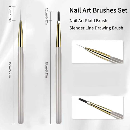 1/2PCS French Plaid Nail Art Brushes Set - Line Grid Pattern Drawing