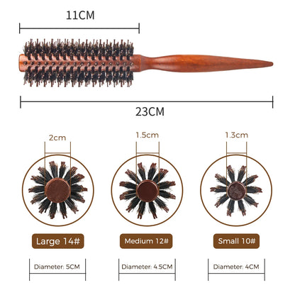 12 Style Wood Handle Round Rolling Brush Straight Twill Hair Comb Boar