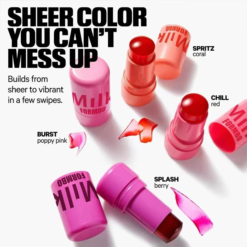 1/2/4PCS Jelly Lipstick Cheek Blush Stick Long Lasting Moisturized