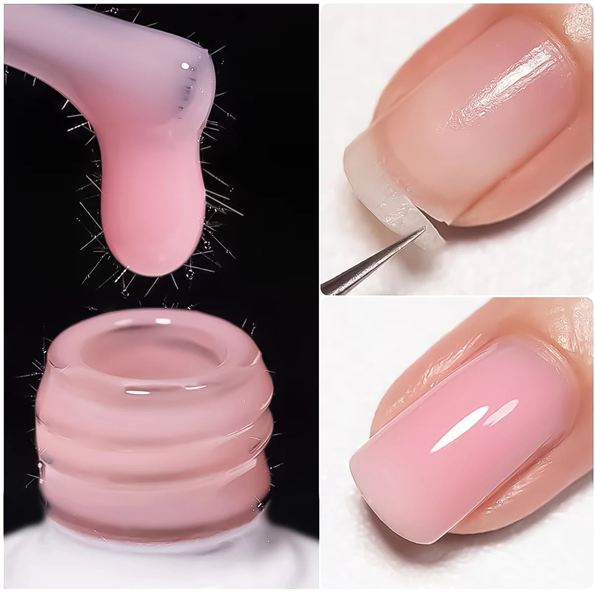 Hassleless 15ml single tube fiber base gel nail polish, clear,