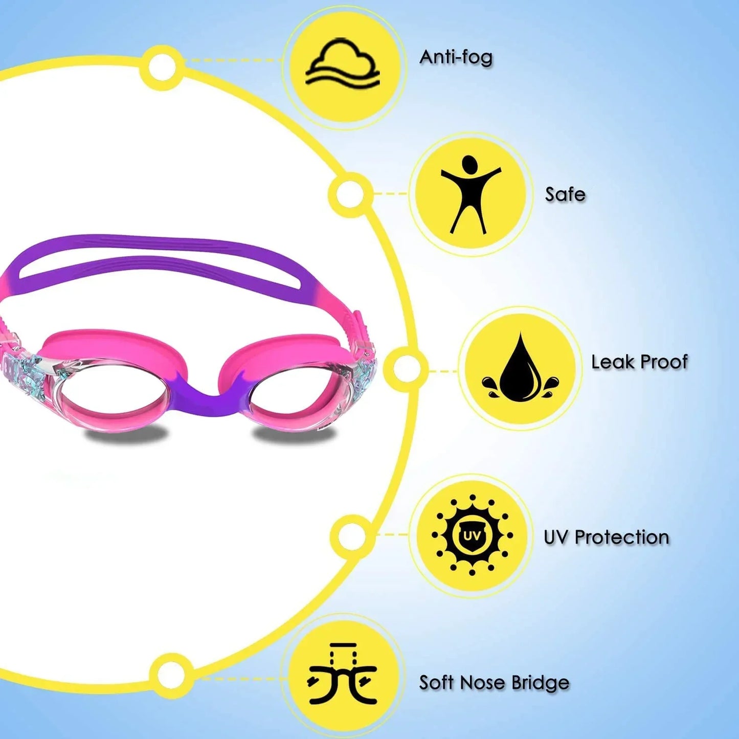 Swimming Goggles for 3-14 Year Kids