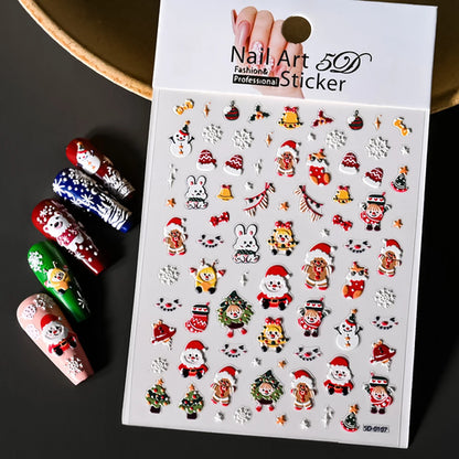 Winter Christmas Atmosphere Nail Stickers Snowman Snowflake Wapiti