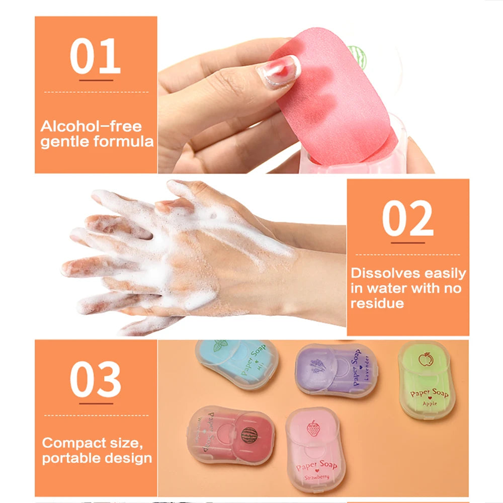 Portable Hand Soap Sheets for Travel | Dissolving Cleanser Wipes |
