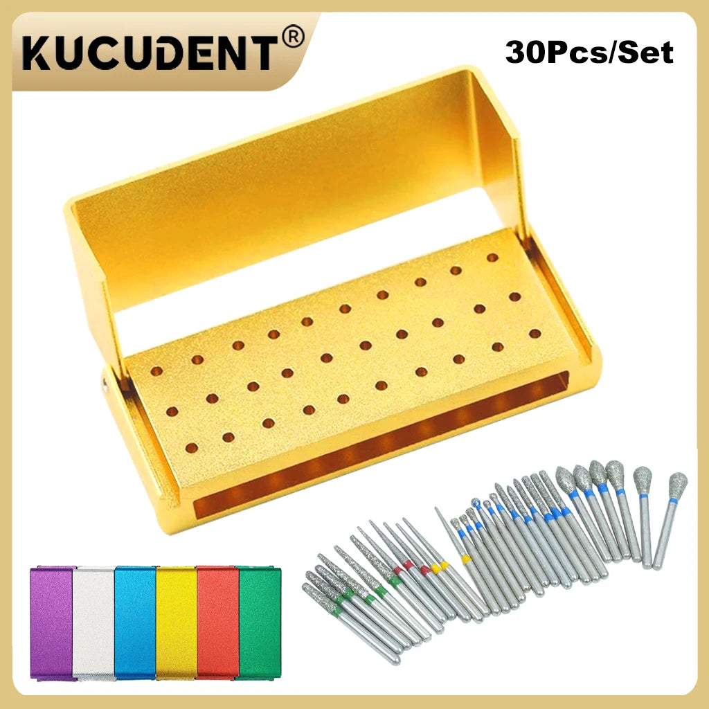 30Pcs/Set Dental Burs Kit With 30Pcs Burs High Speed Handpiece burs