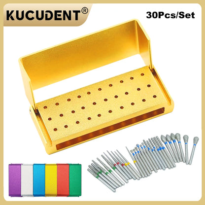 30Pcs/Set Dental Burs Kit With 30Pcs Burs High Speed Handpiece burs